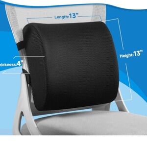 Plush Memory Foam Lumbar Support Pillow for Office Chair Back Support, Black